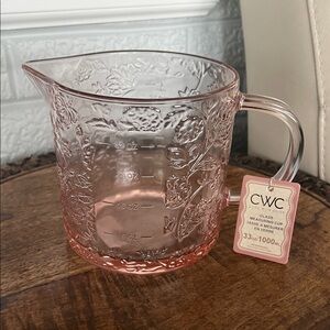 Pink Floral Glass Measuring Cup